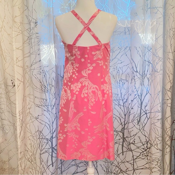 VINTAGE CHRISTIAN LACROIX pink silk cotton floral print sleeveless dress - Picture 7 of 13
